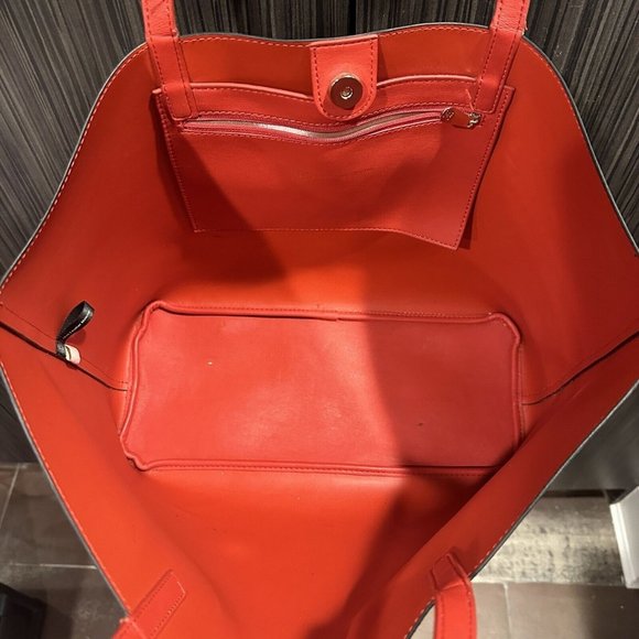 INC International Concepts Reyna Popsicle Tote Faux Leather Large Bag Red Yellow - Picture 3 of 14